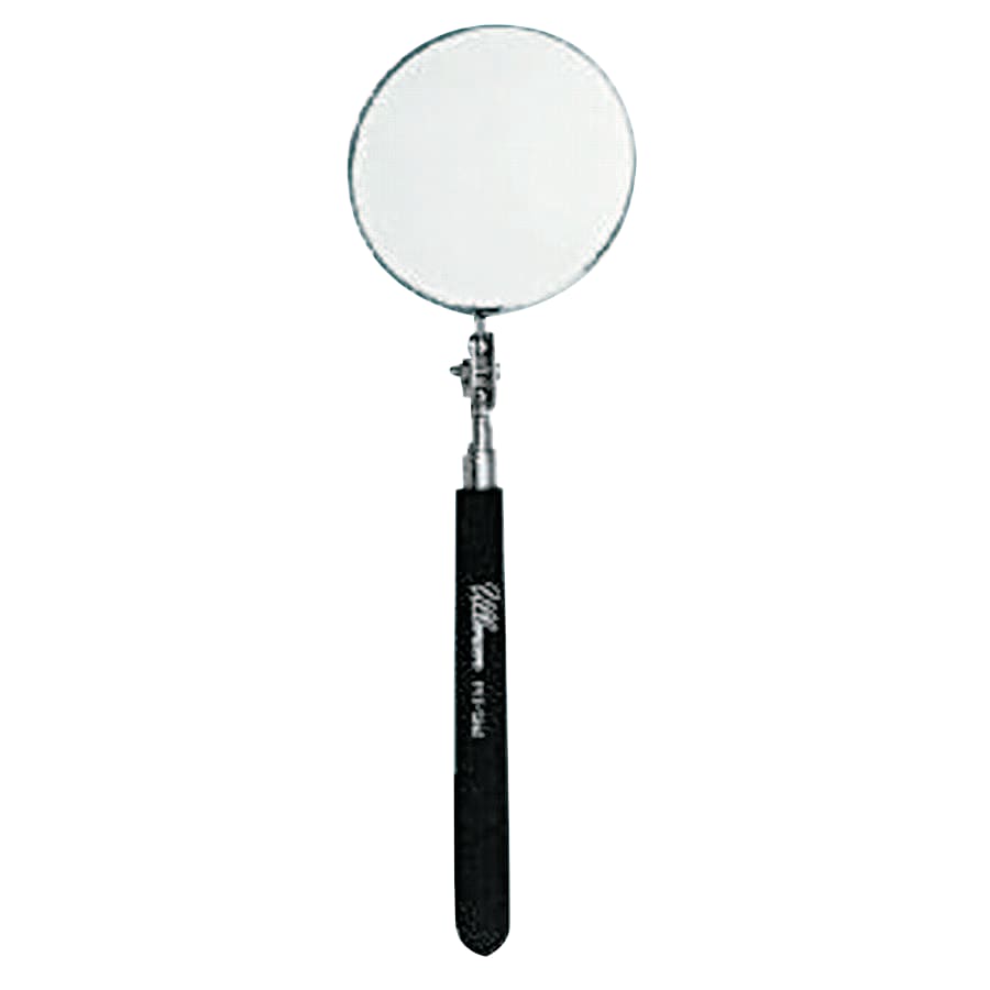 Telescoping Inspection Mirror, Round, 3-1/4 in dia, 10-1/2 in L to 29-1/2 in L